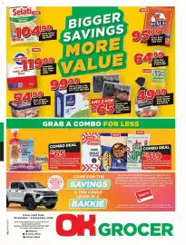 OK Grocer catalogue Page 1: Farmer's Deli Shoulder, Diced, Streaky or Back Bacon €65,00, Selati Golden Brown Sugar €104,99