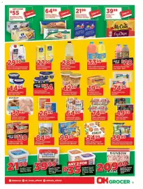 OK Grocer catalogue Page 3: Eskort Pork Sausages €49,99, Rainbow Frozen Chicken Braai Pack €37,99