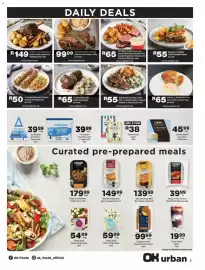 OK urban catalogue Page 3: Cooked Marinated Chicken Sosaties with Spicy Rice €50,00, Pork Belly or Beef Roast €65,00