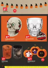 Yess folder Pagina 14: Glas doodshoofd €2,49, Pompoen met led €4,49