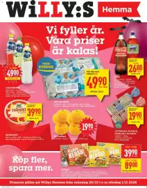 Willys reklamblad vecka 44 Sida 1: Arla gräddost €39,90, Fun light €4.900,00
