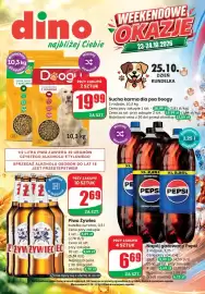 Dino gazetka Strona 1: Piwo Żywiec €2,69, Sucha karma dla psa z wołowiną Doogy €19,99