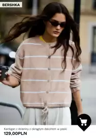 Bershka gazetka tydzień 43 Strona 5: Kardigan z dzianiny z okrągłym dekoltem w paski Bershka €129,00
