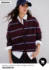 Bershka gazetka tydzień 43 Strona 6: Kardigan z dzianiny w paski z okrągłym dekoltem Bershka €129,00