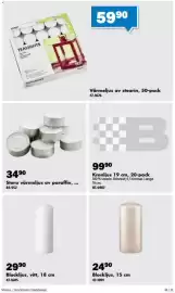 Biltema reklamblad Sida 18: Blockljus, vitt €29,90, B Kronljus 19 cm €99,90