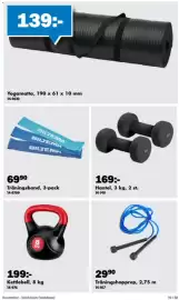Biltema reklamblad Sida 40: Yogamatta €139,00, Hantel €169,00