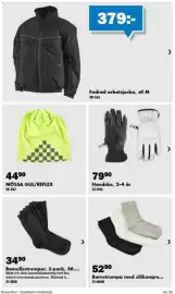 Biltema reklamblad Sida 43: Handskes, 2-4 år €79,90, Mössa gul/reflex €44,90