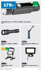 Biltema reklamblad Sida 49: Arbetsficklampa €179,00, Arbetsbelysning, laddbar €179,00