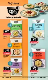 Netto gazetka tydzień 44 Strona 22: Pierogi z mięsem Pycha Micha €7,79, Pierogi ruskie Pycha Micha €7,19