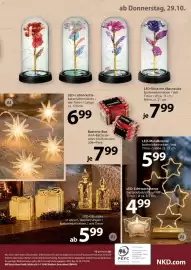 NKD Prospekt woche 44 Seite 15: LED-Rose mit Glashaube €7,99, LED-Echtwachskerze €4,99