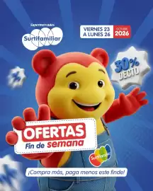 Catálogo Surtifamiliar Página 1: Supermercados VIERNES 23 OCTUBRE A LUNES 26 2026 Surtifamiliar OFERTAS Fin de semana
