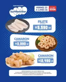 Catálogo Surtifamiliar Página 10: Supermercados Surtifamiliar VIERNES 23 OCTUBRE A LUNES 26 2026 CAMARON PRECOCIDO PROMOCIÓN