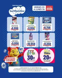 Catálogo Surtifamiliar Página 14: Patojito blanqueador ropa color €10.950,00, Aromatel suavizante floral €9.350,00