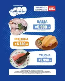 Catálogo Surtifamiliar Página 8: Supermercados VIERNES 23 OCTUBRE A LUNES 26 2026 Surtifamiliar PECHUGA CAMPESINA REF $6.690