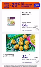 Catalogue Picard page 17: Royans Ravioles du Dauphiné €6,32, 8 bouchées de poulet au saté €3,60