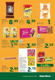 Folleto HiperDino Página 13: Tirma chocolate con leche y almendras enteras €2,35, Pecosos huevos de chocolate eggs €2,75