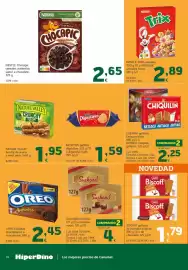 Folleto HiperDino Página 14: Nestlé trix cereales €2,89, Artiach chiquilin galletas €2,25