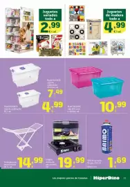 Folleto HiperDino Página 33: Plasticforte caja azul o violeta €10,99, Kympo cocina de gas portatil €19,99