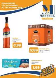 Volantino Moderna Pagina 1: Mare Aperto tonno olio di oliva €1,69, Caffè Motta cialde cremoso €5,89