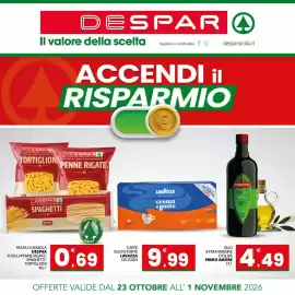 Volantino Despar Sicilia Pagina 1: Pasta di semola Despar €0,69, Olio extra vergine d'oliva primo amore €4,49