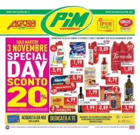 Volantino Pim Supermercati Pagina 1: Dixan lavatrice liquido €5,99, Ferrarelle acqua effervescente naturale €1,89