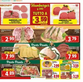 Volantino Iper Triscount Pagina 11: Fileni BIO Cotoletta di petto di pollo €3,59, Amadori kebab a fette €3,19