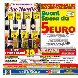 Volantino Iper Triscount Pagina 20: Vino novello lambrusco emilia i.g.t. riunite €2,49, Vino Novello Santa Costanza €5,99