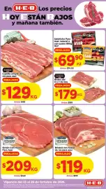 Folleto HEB Página 1: En H-E-B Los precios HOY ESTÁN BAJOS y mañana también. Salchicha Para Asar natural o EXCESO COUNTRY