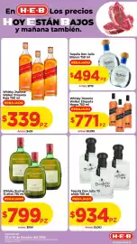 Folleto HEB Página 3: En H-E-B Los precios HOY ESTÁN BAJOS y mañana también. JOHNNIE WALKER RED LABEL TANYEN Jolm Matker &