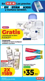 Folleto HEB Página 8: En H-E-B Los precios HOY ESTÁN BAJOS y mañana también. Dove PH neutro 4x90 g BARRAS Dove original