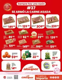 Folleto Alsuper Página 1: Costilla Parrillera €149,00, Camaron CRUDO MEDIANO €199,00