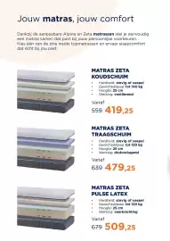 TotaalBED folder Pagina 12: Matras zeta pulse latex €509,25, Matras Zeta Traagschuim €479,25