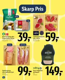 Føtex tilbudsavis uge 43 Side 6: Hamburgerryg eller mørbrad af gris €99,00, Oscar fritgående pekingand €149,00