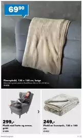 Biltema kundeavis Side 11: Pledd med hette og ermer, grått €299,00, Pledd av kunstpels €249,00