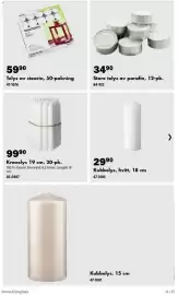 Biltema kundeavis Side 14: Store telys av parafin €34,90, Kronelys 19 cm €99,90