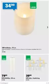 Biltema kundeavis Side 15: LED-blokklys €79,90, LED-telys €39,90