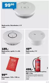 Biltema kundeavis Side 24: Røykvarsler, optisk, 2 x AA €189,00, Røykvarsler, litiumbatteri, 3 V €99,90