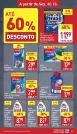 Folheto ALDI semana 44 Página 29: Power force limpa máquinas de lavar loiça €1,79, Vileda esponjas salva-unhas plus €1,39