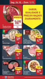 Folheto ALDI semana 44 Página 4: Secretos de Porco Branco €6,99, Peito de Frango €5,89