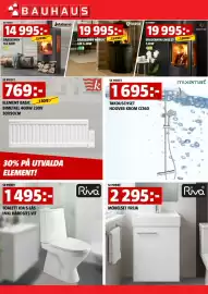 Bauhaus reklamblad Sida 3: Mixemat takduschset hoover krom cc160 €1.695,00, Riva toalett ida s-lås €1.495,00