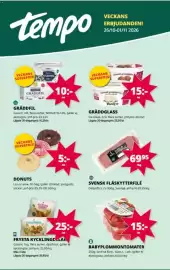 Tempo reklamblad vecka 44 Sida 1: Fläskytterfilé €69,95, Garant kycklingdillar €25,00