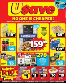 Usave catalogue Page 1: Frozen - chicken mixed portions with brine based mixture €159,99, Frozen - chicken livers €10,00