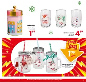 Trafic folder Pagina 3: Koekjesdoos €1,99, Set van 3 glazen €4,99