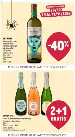 Delhaize folder week 44 Pagina 35: Cava of alcoholvrije schuimwijn €9,98, 19 Crimes witte wijn €5,99