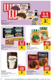 Carrefour folder Pagina 4: Koekjes Pim's €2,19, Smeerpasta Duo Penotti €2,02