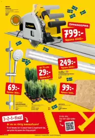 Jem&Fix reklamblad vecka 44 Sida 4: Osb-skiva €99,00, En vintergrön barrväxt €29,00