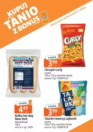 E.Leclerc gazetka tydzień 44 Strona 1: Chrupki Curly Lorenz €3,99, Bułka hot dog New York MasterBread €4,49