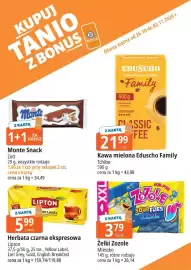 E.Leclerc gazetka tydzień 44 Strona 15: Kawa mielona Eduscho Family Tchibo €21,99, Monte Snack Zott €1,00
