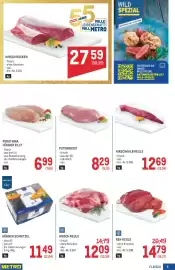 Metro Flugblatt Seite 9: Metzger Chef Hühner Schnitzel €11,49, Hirsch Rücken €27,59