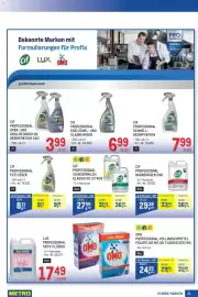 Metro Flugblatt Seite 21: Cif Professional Schnell-Desinfektion €7,99, Cif Professional Edelstahl- und Glasreiniger €6,99